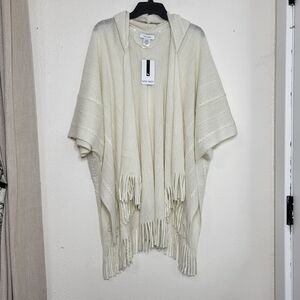 NINE WEST Super Soft Sweater Fringe Shaw Kimono